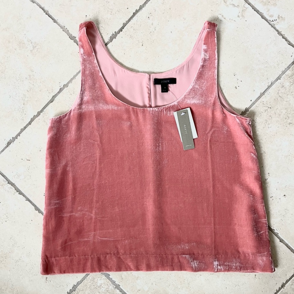 J. Crew velvet tank top pink NWT small